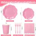 Light Pink Plates and Napkins Party Supplies, Disposable Scalloped 9 and 7 Pink Paper Plates Cups Napkins Forks Set for Birthday Wedding Baby Shower Decorations, Serves for 24 Guests