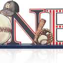 3 x Smile Wooden Baseball Standing Decor Sports Themed Tabletop One Player for Game Room & Baseball Fans