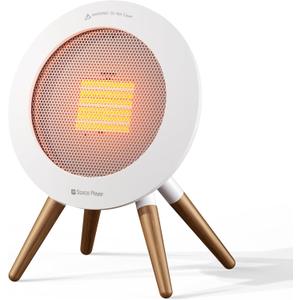 2026 Upgraded Portable Electric SpaceHeater Indoor Use, 1000W Energy-Saving PTC Ceramic Heater with Thermostat, 36dB Low-Noise, Overheat & Tip-Over Protection, 2 Modes - Home Bedroom Office (White)