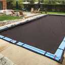 Blue Wave Bronze 20 ft x 40 ft Rectangular Winter In Ground Pool Cover Blocks Debris & Sunlight with 8-Year Protection for Off-Season - With Solid Polyethylene Shield, 4 ft Overlap, Cable, Winch