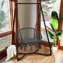 SUNCREAT Hammock Chair with Stand Included, Heavy Duty Hanging Chair with Stand, 330 lbs Capacity, Patent Pending, Grey