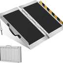 2FT Wheelchair Ramp for Door Thresholds & Curbs - Ultra Lightweight 8.6 lbs, Portable Foldable Design, 800 lbs Capacity, Non-Slip Surface, Recommended for 1-3 Inch Steps