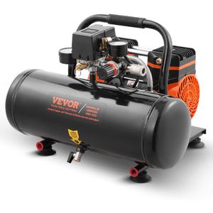VEVOR Air Compressor, 2 Gallon Steel Tank, 1HP 2.1CFM @ 90PSI Oil Free Air Compressor & Max. 120PSI Pressure, 81dB Ultra Quiet Portable Compressor for Auto Repair, Tire Inflation, Spray Painting, 120V (2 Gallon)