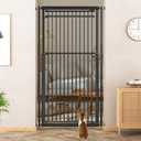 78.8" Extra Tall Cat Gate, 28.3-33" Wide Safety Metal Cat Door, Pressure Mounted Easy Walk Through Pet Gate with Door for Stairs, Doorways, Black