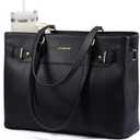 LOVEVOOK Laptop Tote Bag for Women Work, Teacher Tote Bag with Large Cup Holder, Waterproof Leather Computer Bag