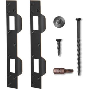 Door Latch Strike Plates Oil Rubbed Bronze 2 Pack, with Reinfoced Torx Screws & Bit, Doubule Holes Striker for Exterior Interior Door, Security Striker Plate for Door Handle and Deadbolt Set