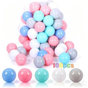 LANGXUN 100 Soft Plastic Ball Pit Balls for Kids, Gift for Baby Toddler Birthday Christmas, Ball Pit Play Tent, Baby Kiddie Pool Water Toys, Party Decoration, 2.2"