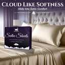 SLEEP SANCTUARY Satin Sheets King Size 4 Piece Luxury Silky Bed Set, Softer Than Silk, 15" Deep Pocket, Cooling & Wrinkle-Free, Moisture-Wicking & Breathable for Hair & Skin (Ivory)
