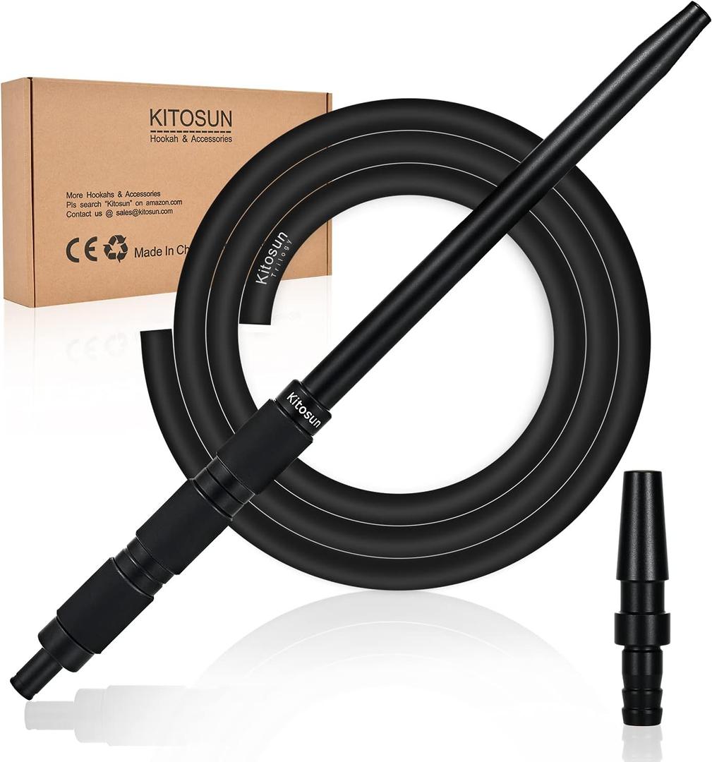 Hookah Hose Kitosun Purge Hose - Auto-Seal Technology Design for Multi Hoses Hookah 5ft Silicone Hose Aluminum Handle with Extra Long Hose Plug Anti-Kinking Spring Easy Purge No Extra Jobs (2 Pack)