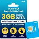 H2O Wireless 30-Day USA Physical Prepaid SIM Card with 3GB High-Speed 4G LTE/5G Data & 2GB Mobile Hotspot, Unlimited Data, Talk & Text to 70+ Countries, Triple-Cut US SIM Card for Cell Phones