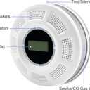 Interconnected Smoke Detector Carbon Monoxide Detector Combo with Digital Display and Sound Light Alarm, 2-in-1 Smoke & CO Alarm with Battery Operated for Home, Travel or RV - 1, 6 Pack