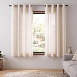 Linen Blended Sheer Curtains & Drapes - 63 Inches 2 Panels Set | Light Filtering & Semi-Sheer Privacy Protection, Grommet Top, Fits Living Room and Bedroom, 54 Inches Wide, Natural Linen
