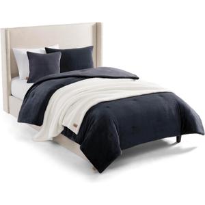 UGG Remina Twin Comforter Set 4 Piece Bed in a Bag with Throw Blanket, Decorative Pillow, Sham, and Reversible Comforter Hypoallergenic Washable College Dorm Bedding, Twin XL, Navy Blue