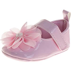 Josmo Baby Girl Dress Shoes Soft Sole Flats Crib Shoes Bowknot & Floral Design for Newborn & First Walker Sandals Size 2-4 Infant (Pink)