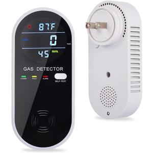 Natural Gas Detector, 3 in 1 Plug-in Propane Gas Detector(Gas, Temperature and Humidity Display), Combustible Gas Detector for Home & RV Gas Leak Detector for LNG, LPG, Methane