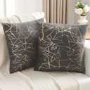 JELLYMONI Sparkling Decorative Pillow Covers Set of 2, 16 x 16 inch Glitter Decorative Cushion Covers for Couch, Sofa, Bed - Luxuriously and Sparkling Metallic Design (Gold Grey)