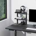 Spacrea clamp on Desk Shelf, 2 Tier Office Desk Shelves Organizer, Wood Desktop Supplies Storage Rack, Desk Organizers and Accessories (Black)