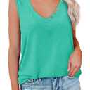 CRAZY GRID Women's Deep V-Neck Sleeveless Summer Casual Loose Fit Shirts Basic Tees Soft Tops Mint Green XX-Large
