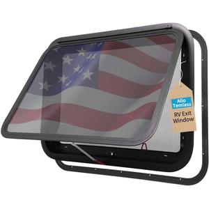 RV Exit Window, 30" W x 22" H Tinted Emergency Egress Window with Net Screen and Trim Ring, DOT Approved, Easy Install for RVs and Trailers, Fits 1-1/4" to 1-4/5" Wall Thickness