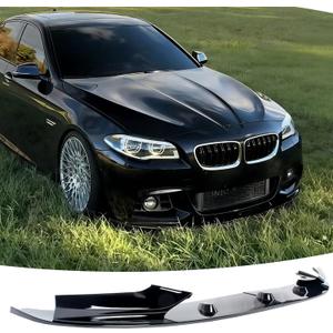 Front Bumper Lip Splitter Spoiler Compatible with BMW 5 Series 528i/ 535i/ 535d/ 550i/ F10 M Sport 2011-2016 (M Sport Model Only), Gloss Black 4pcs Air Chin Body Kit Exterior Accessories