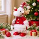 GMOEGEFT Christmas Reindeer Singing and Dancing Rudolph, Xmas Moose Holiday Home Decorations Ornament, Red