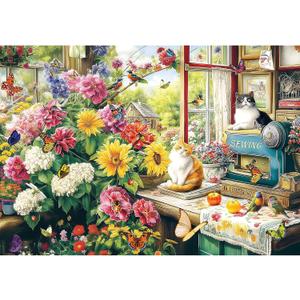 2000 Piece Puzzle for Adults, Puzzles for Adults 2000 Pieces, Cats Birds Butterflies Flowers Garden Jigsaw Puzzles, Challenging Puzzle Perfect for Game Nights, 39" X 28"