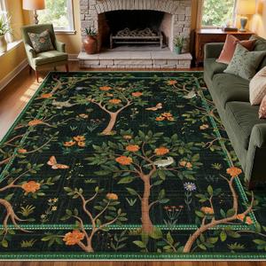 Joydeco Washable Rugs 5x7 for Living Room, Forest Kids Rug for Bedroom
