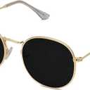 SOJOS Small Round Polarized Sunglasses for Women Men Classic Vintage Retro Shades UV400 (Bright Gold/Grey)