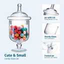 Diamond Star Clear Glass Apothecary Jars, Small Candy Buffet Display Elegant Storage Jar, Decorative Wedding Candy Organizer Canisters (Height: 9" Body: 5"; 22 FL.OZ)
