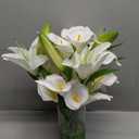 15.74 Inch Artificial Calla Lily Lily Flowers White Fake Flowers Green Bud with Faux Water Realistic Touch for Mother's Day Dining Room Centerpiece Table Wedding Spring Decor