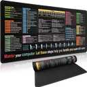 2 x Large Mouse Pad-Excel Cheat Sheet Desk Pad, Extended Desk Mousepad with Excel Shortcuts, Non-Slip Gaming Mouse Pad with Stitched Edges, Non-Fade Mouse Mat for Office Home & Gamers