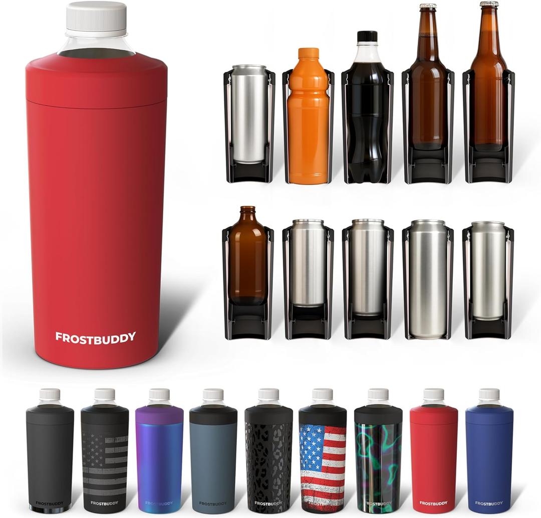 Frost Buddy Universal Buddy XL Can Cooler Fits 12-ounce, 16-ounce, 20-ounce, and 24-ounce Cans and Bottles - Keep Your Drinks Refreshingly Chilled for over 12 hours (Crimson)