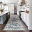 Madane Runner Rug 2x8, Washable Hallway Runner Rugs, Non-Slip Low-Pile Soft Kitchen Rug Runner Laundry Room Rug, Vintage Throw Entry Foyer Mat for Entrance Living Room (Navy, 2 x 8)