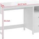 BHG White Desk with Drawers,Modern Small Computer Desk for Home Office, Makeup Vanity Desk Dressing Table for Bedroom,Filing Cabinet Writing Table PC Desks for Study (White, 39.3")
