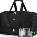 Duffle Bag for Travel, Weekender Bag with Shoe Compartment, Carry On Overnight Bag for Women with Toiletry Bag Duffel Bags with Wet Pocket for Gym Hospital Bags for Labor and Delivery Black