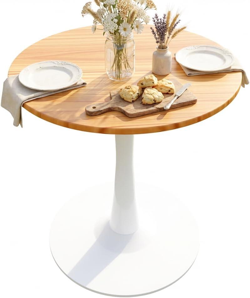 23.62" Small Round Dining Table for 2 Durable & Well-Made Tulip Table with Sturdy Metal Frame, Compact 2-Seater Kitchen or Dining Room Table for Small Spaces, Apartments, Caf, Restaurant, Office 1