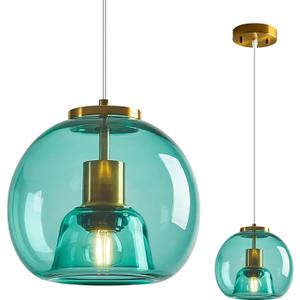 Teal Glass Pendant Light Kitchen Island, 7.87", 1 Pack