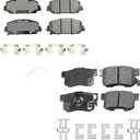Akebono ProACT Front and Rear Ceramic Brake Pad Set Kit with Stainless Hardware Acoustic Sensors For Acura RDX 3.5L V6 GAS Fuel