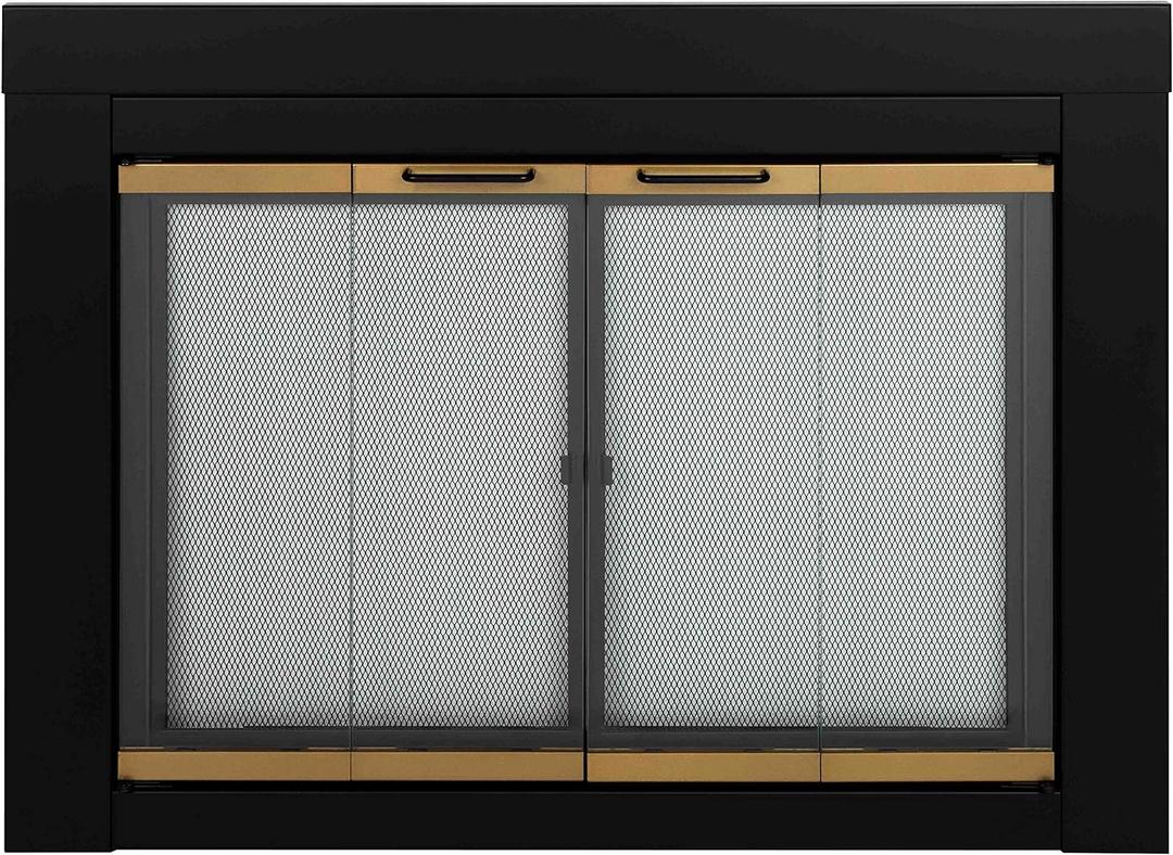 Pleasant Hearth AR-1022 Arrington Fireplace Glass Door, Black, Large