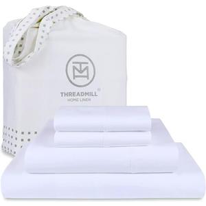 Threadmill Luxury 1200 Thread Count Supima Cotton Sheets, 4 Pc White King Size Sheet Set, 5-Star Hotel Quality with Deep Pocket (King, Bright White)