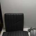 Modern High Back Office Desk Chair, PU Leather Ribbed Ergonomic Executive Conference Chair, Adjustable Swivel Task Chair with Arms, Black