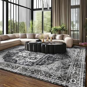 Area Rugs for Living Room - 5x7 Area Rugs, Machine Washable Rugs 5x7, Non-Slip, Stain Resistant Soft Boho Vintage Large Carpet Low Pile Thin Rugs for Living Room Bedroom