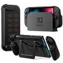 COOWPS P2 Latest Upgrade Dockable Split Protective Case for Nintendo Switch 2, with Ergonomic Grip, Magnetic Ring & Stable Kickstand, Hard Shell Full Protection Travel Front Cover 12 Game Card Slots