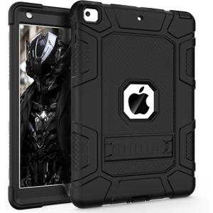 Rantice iPad 6th Generation Cases , 5th Case , Air 2 9.7 Shockproof Rugged Drop Protection Cover Built with Kickstand for 9.7'' A1893/A1954/A1822/A1823 (Black)