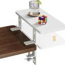 3 in 1 Clamp-on 15.7"×7.5" Desk Extender, Heavy-Duty Side/Top Desk Organizer Shelf, Adjustable Desktop Storage for Office Accessories, Monitor and Laptop Riser, White