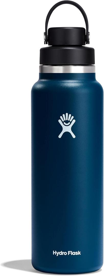 Hydro Flask Water Bottle - Insulated Stainless Steel - Wide Mouth Chug Lid, Non Spill, Leakproof in 40 Oz Indigo Blue