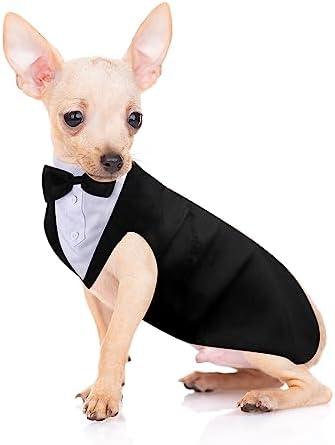Weewooday Dog Tuxedo and Bandana Set Dogs Formal Tuxedo Pet Wedding Party Suit Wedding Bow Tie Shirt for Birthday Costumes(Cute Style,S)