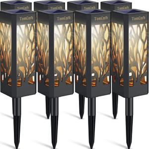 TomCare Solar Lights Outdoor Upgraded Bright Solar Pathway Lights Bigger Size Decorative Solar Waterproof Solar Powered Led Landscape Garden Lighting for Path Yard Walkway, 8 Pack