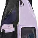 Mesh Beach Backpack with Wet Pocket Drawstring Pool Bag Waterproof Swimming Bag Gym Backpack for Men & Women (Purple)