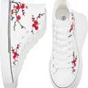 Kufeiti Women's High Top Canvas Sneakers Canvas Shoes Lace up White Black Sneakers Casual Walking Shoes, Size US 6W/4M